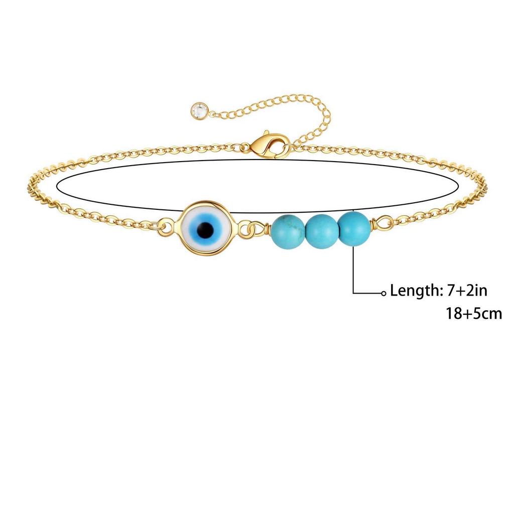 18K Gold Stainless Steel Turquoise Evil Eye Patchwork Bracelet