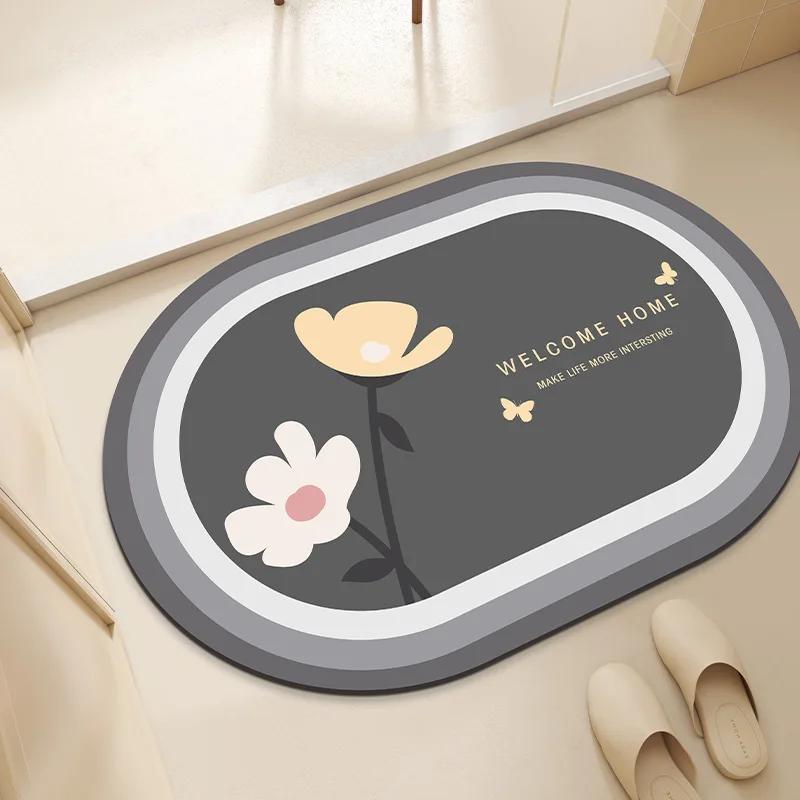 Toilet door floor mat Diatom mud absorbent non-slip mat Toilet carpet Bathroom floor mat Silicone door mat Household