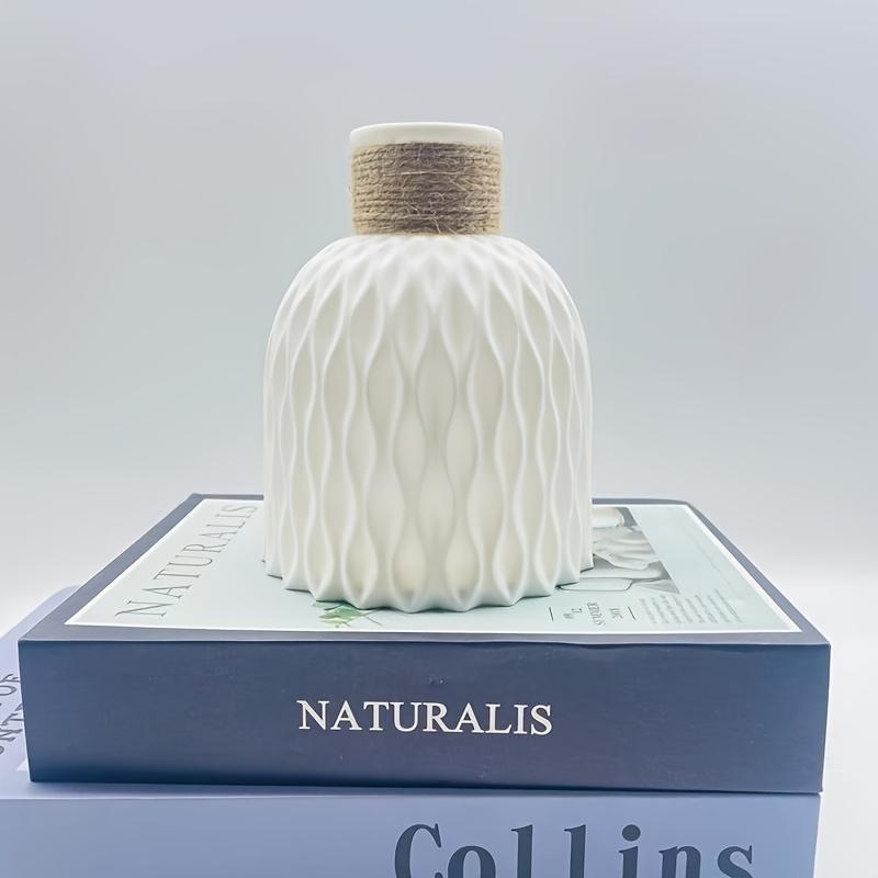 Pineapple Pattern Twine Imitation Ceramic Plastic Vase Simple Water Wave Pattern Flower Arrangement Vase Home Desktop Decor