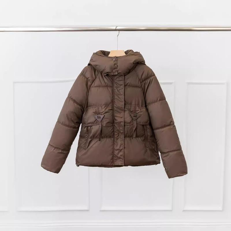 

Маленькая короткая женская зимняя новая свободная большого размера, уменьшающая возраст, утолщенная теплая куртка с капюшоном XL темно-коричневого