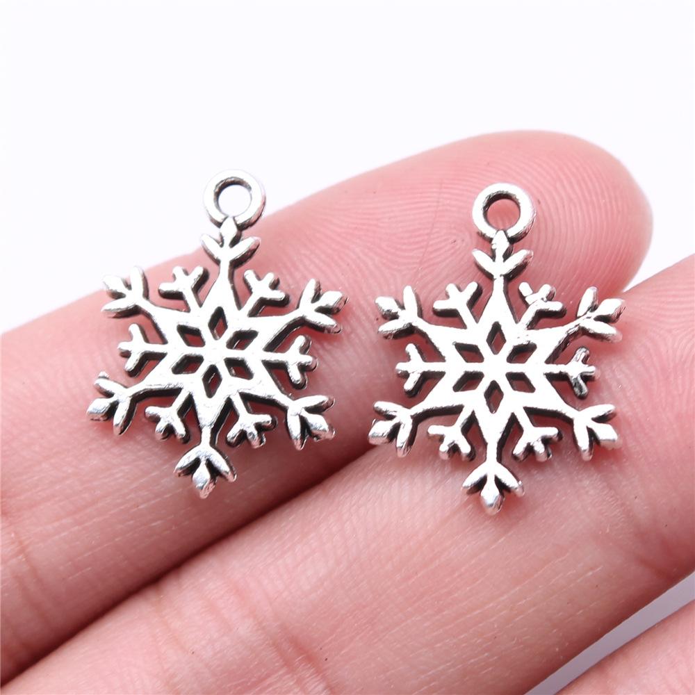 20 Stück Metall Zinklegierung Gemischte Größen Schneeflocken Anhänger Passend für Schmuck Weihnachtsanhänger Komponenten DIY Handgemachtes Basteln