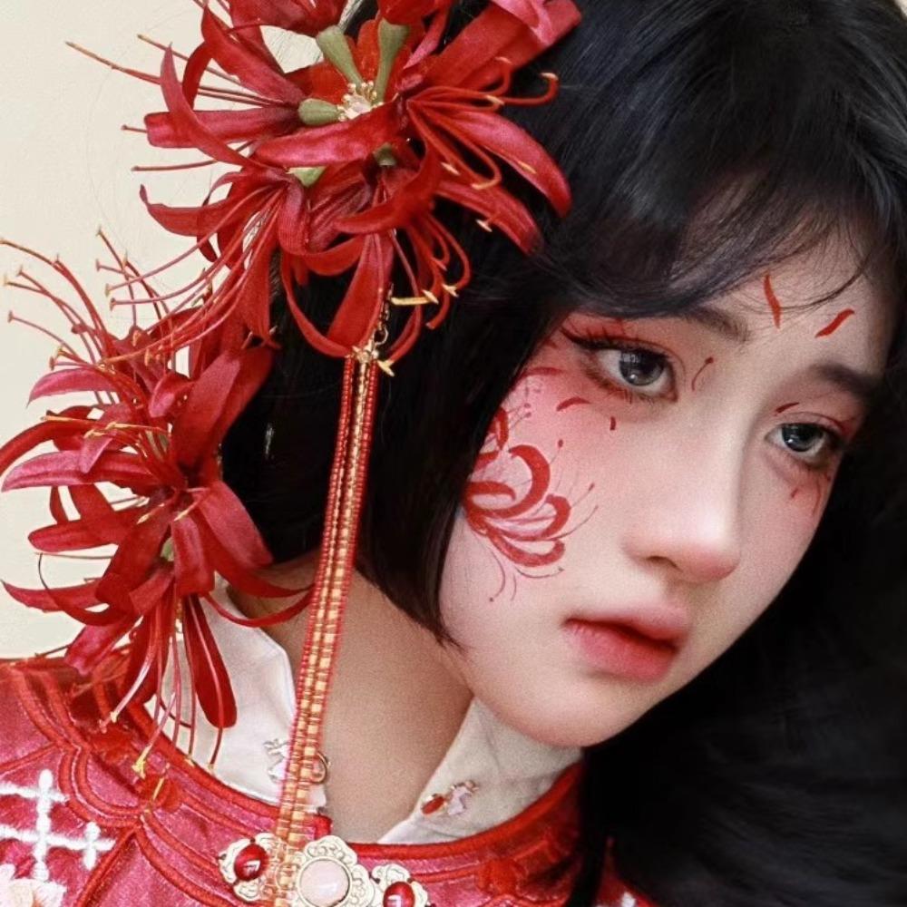 Lycorisradiata Simulation Flower Hairpins Cloth Hanfu Hair Stick Sweet Flower Hair Clip Holiday