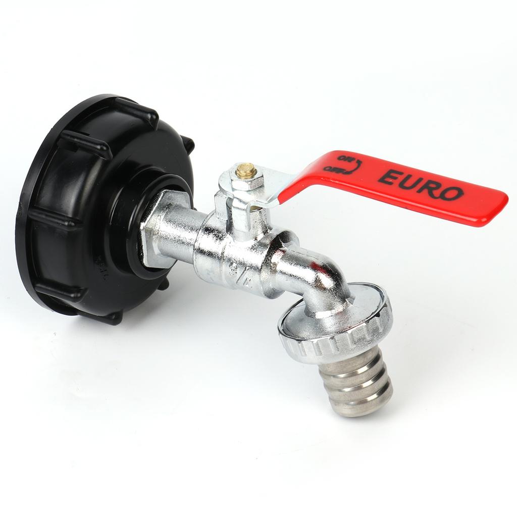3/4" 1/2" Aluminum Alloy Tank Adapter Faucet, 1000 Liter Tank Connection, Garden Tank Faucet with Brass Adapter