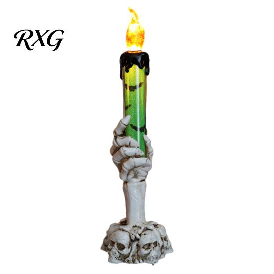Decorative LED Flame Candles Halloween Ghost Candle Light, Spooky Hand Lamp Colorful Glitter Quicksand Tubes Tabletop Decor, Horror Light for