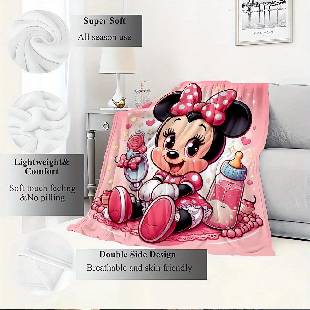 1pc Flannel Bedding Cover Blanket - Cute Minnie Design, Soft and Warm Sofa
