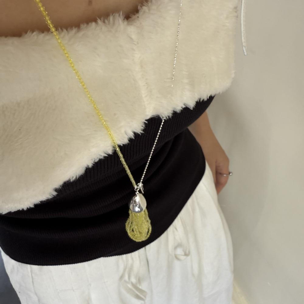 

Fashion Crystal Beaded Tassel Necklace Luxury Water Drop Pendant Necklace Long Sweater Chain Girls жёлтый