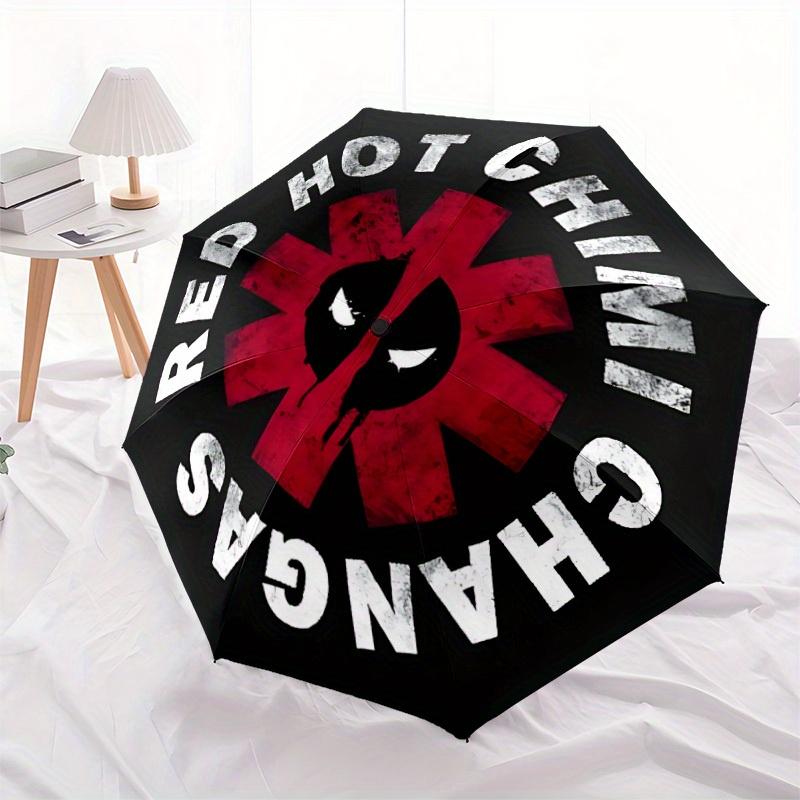 1pc Red Hot Chilli Pipers Automatic Open/close Folding Compact Umbrella, 8-Rib Sturdy Canopy, Lightweight Portable, Everyday Use, Gift,172