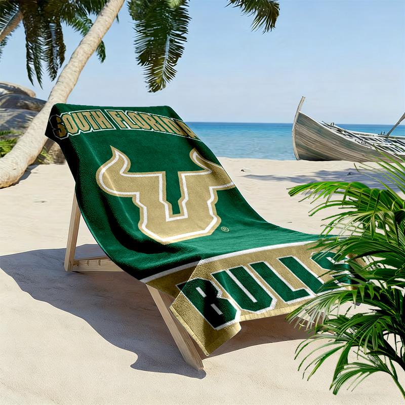 South Florida Bulls Print Beach Towel, Large Soft Quick Dry Towel for Beach Camping Swimming