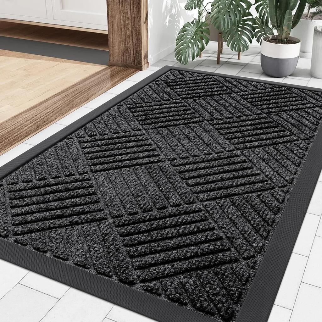 Modern Non-slip Rubber Door Mat Thick Durable Water Absorbent Entrance Mat with Twill Edge Suitable for Kitchen Living Room