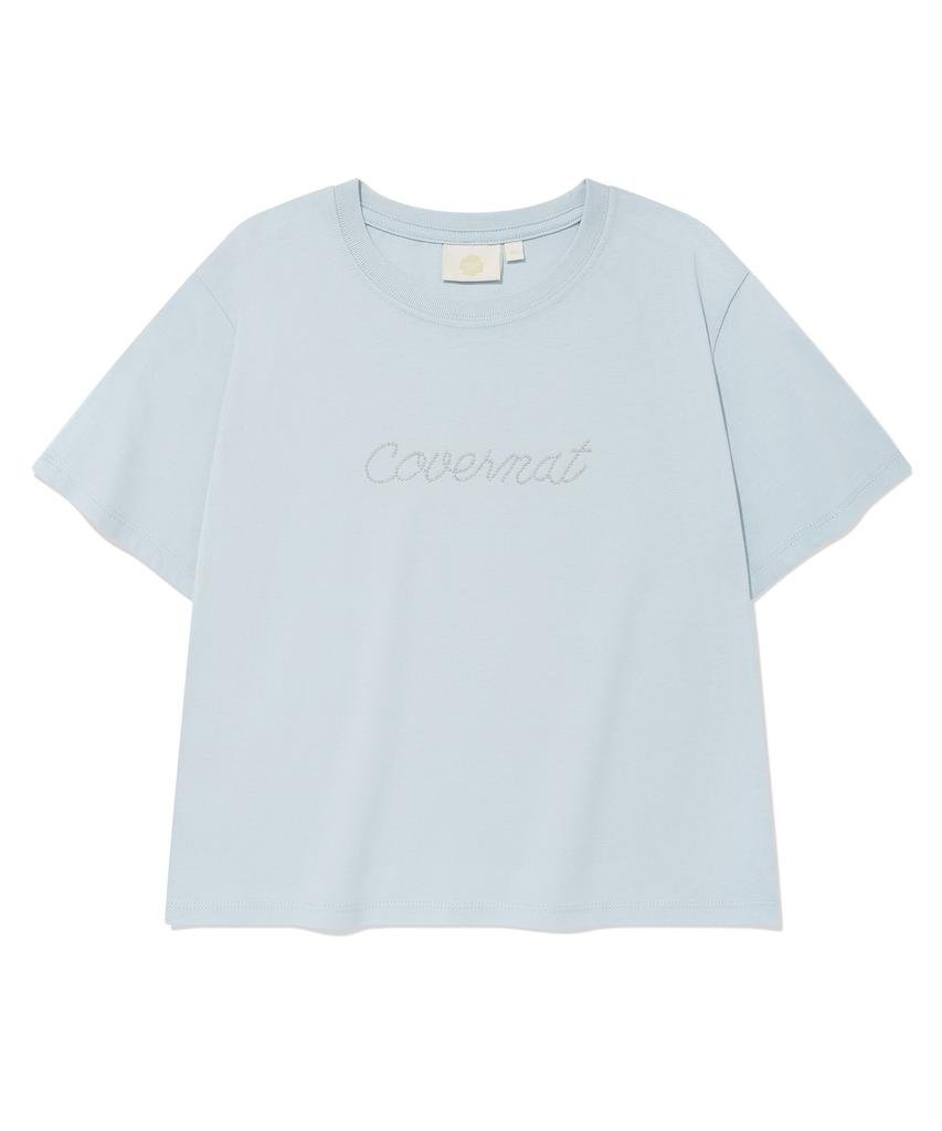 COVERNAT WOMAN Hotfix Logo T-Shirt Light Blue
