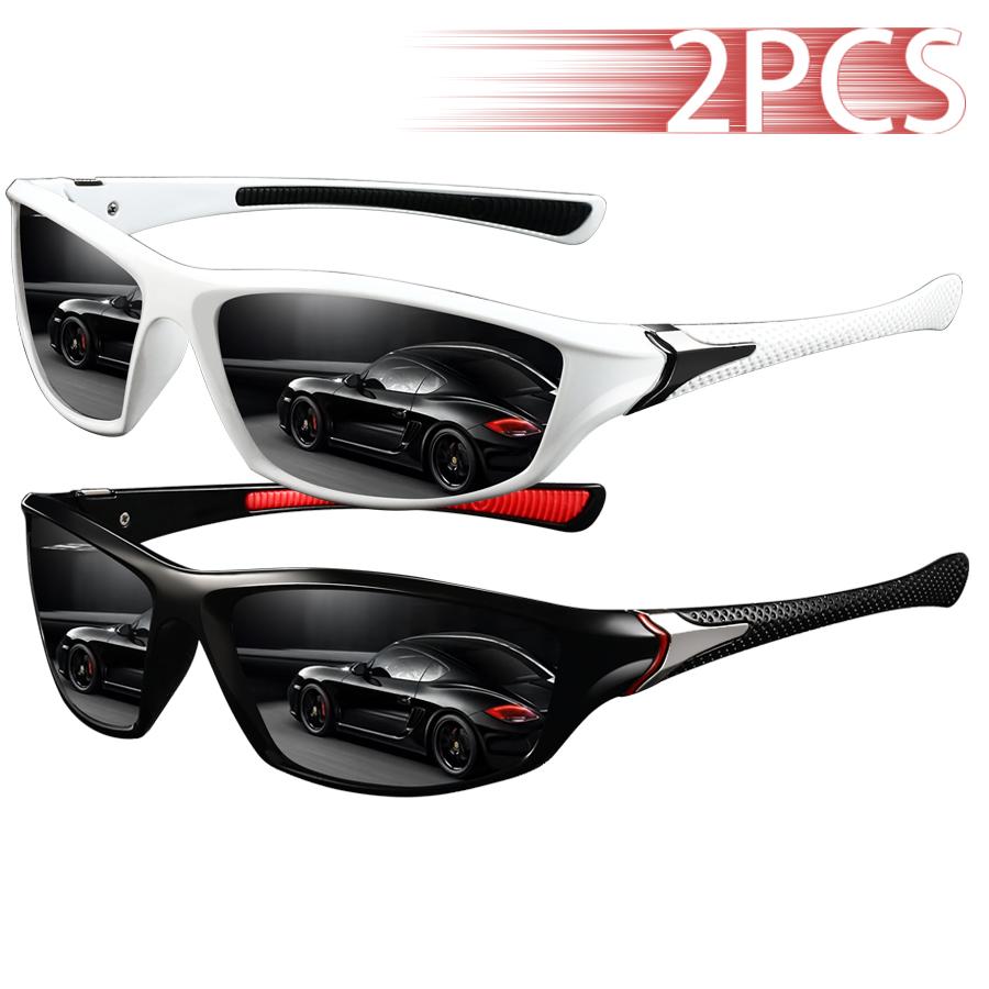 2PCS Fashion Vintage Eyewear Driving Fishing Cycling Sports Sunglasses Men Women Running Mountaineering Sport Sun Glasses 7