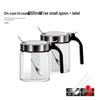 Stainless Steel Glass Kitchen Seasoning Jars Set with Spring Lid & Spoon