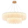 Postmodern French Chandelier: Cream Style Feather & Pearl LED Light for Living Room or Bedroom