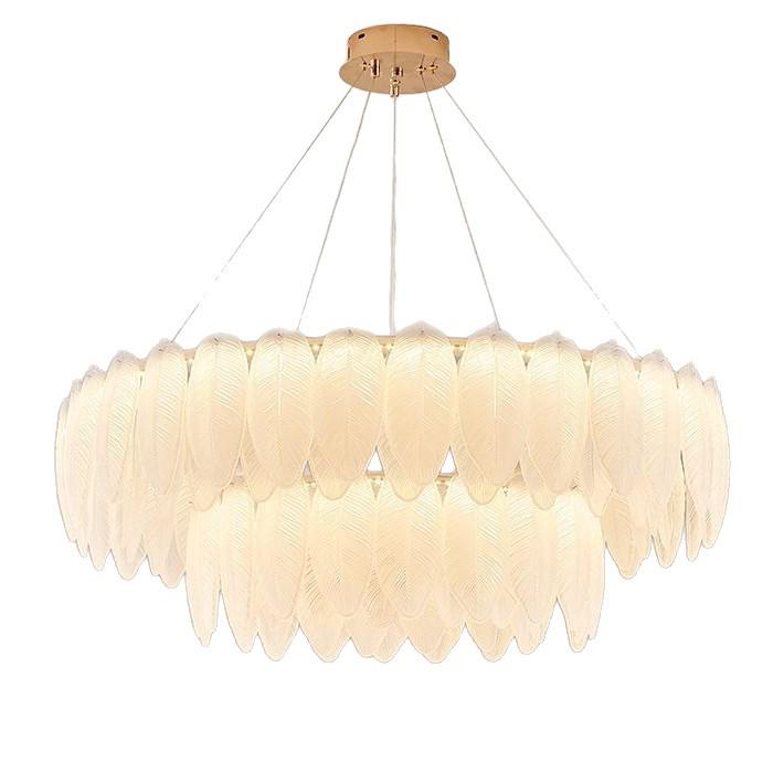 Postmodern French Chandelier: Cream Style Feather & Pearl LED Light for Living Room or Bedroom