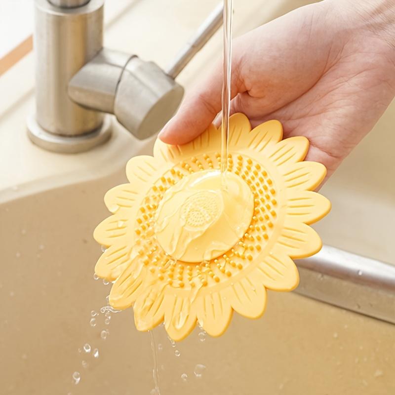 2Pcs Sunflower Floor Drain, Silicone Sink Cover, Bathroom Deodorant Pad, Silicone Bathtub Drain Plug, Sink Filter