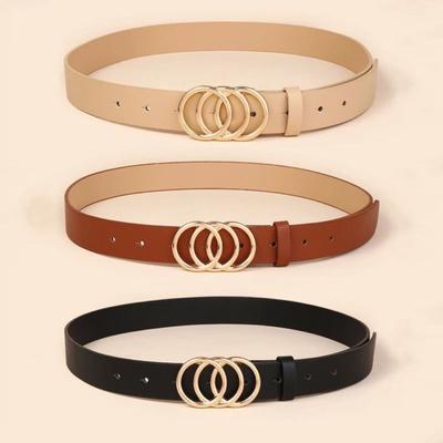 Luxury Design Slide Buckle Belt Versatile Waistband Fashion Leather Belt  For Women
