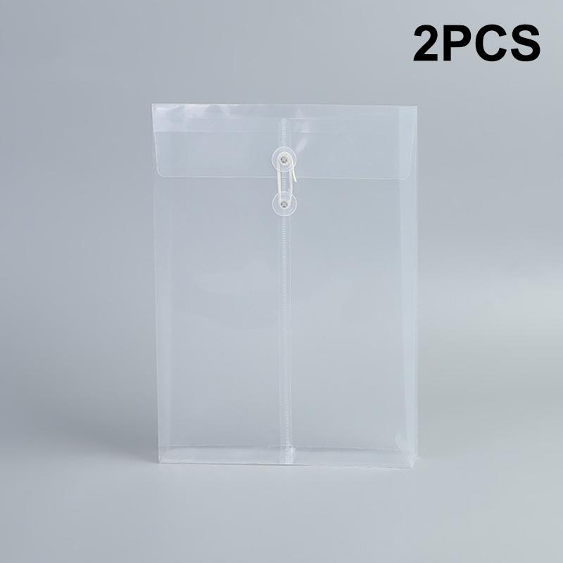 2Pcs Waterproof Envelopes With Cord Buckle Super Thick A4 Size Plastic Folder Extended Angle Braces Reusable Clear Envelopes