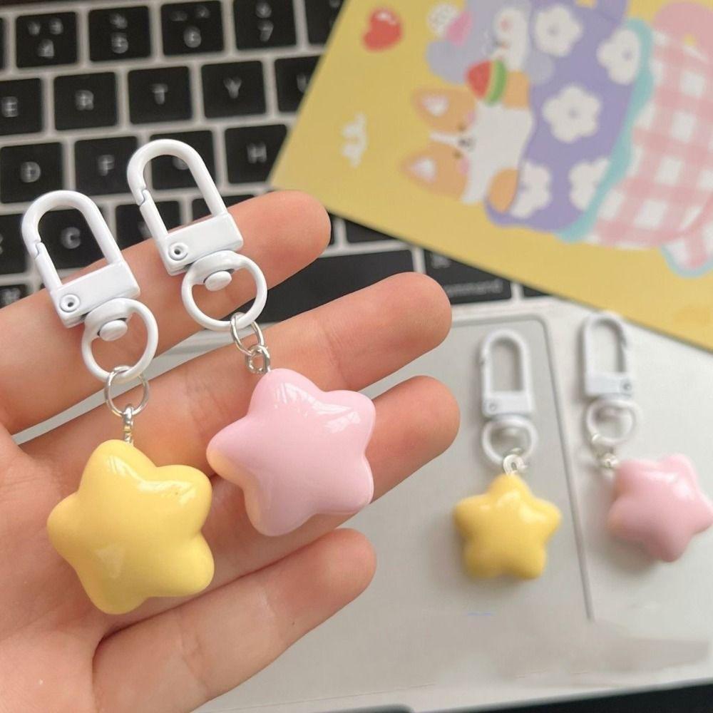 Pentagram Chubby Milk Yellow Star Keychain Stars Yellow Pink Stars Keychain   Home Decoration
