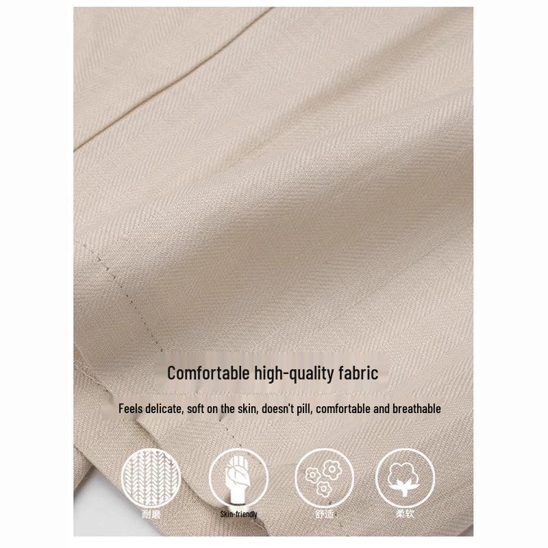 Women's Linen High-Waisted Wide-Leg Pants, Spring/Autumn 2024, Lightweight Straight-Leg for Casual or Formal Wear.