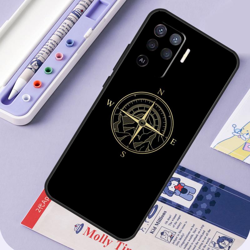 World Map Compass Nautical For Oppo A17 A18 A94 A74 A54 A15 A38 A58 A78 A98 A40 A60 A80 A16 A76 A96 A57 A77 A5 Pro Case