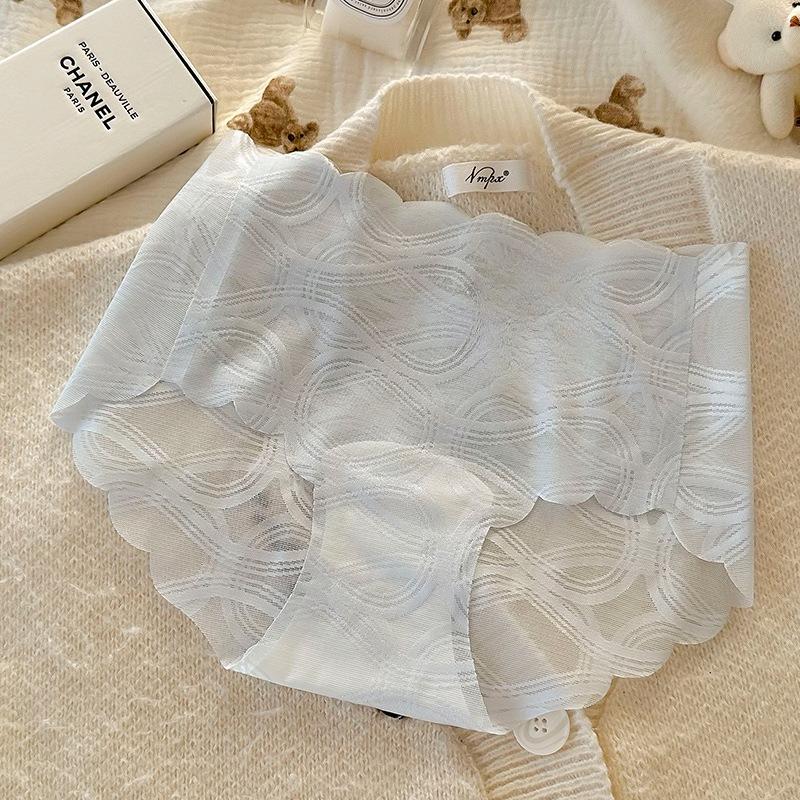 Damen Sommer Dünn Sexy Spitze Mesh 7A Antibakteriell Ohne Abdrücke Mittelhoch Taillierte Dreiecksslips