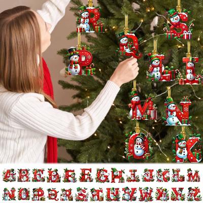 2D 26 Letter Kerstornamenten Acryl Platte Kerstboom Huisdecoratie Ornamenten