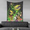 1pc UV Responsive Skull Tapestry, Flower and Mushroom Fluorescent Tapestry, Bedroom Aesthetic Decorative Wall Hanging