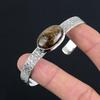 Natural Bronzite Gemstone 925 Sterling Silver Bangle Adjustable For Women