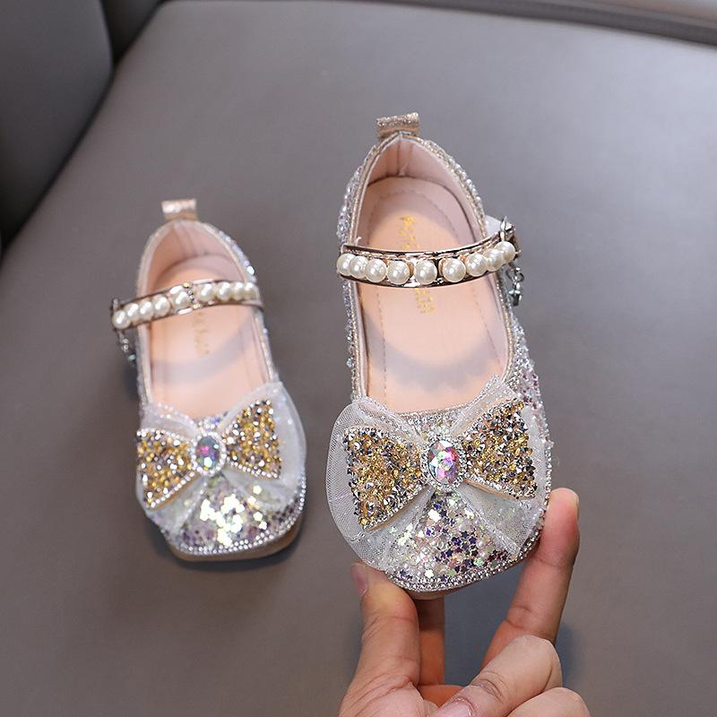 Herbst-Neustil damenhafte Baby-Mädchen-Mädchen-Prinzessin Strass-Flats, Lederschuhe, Tanzaufführungsschuhe