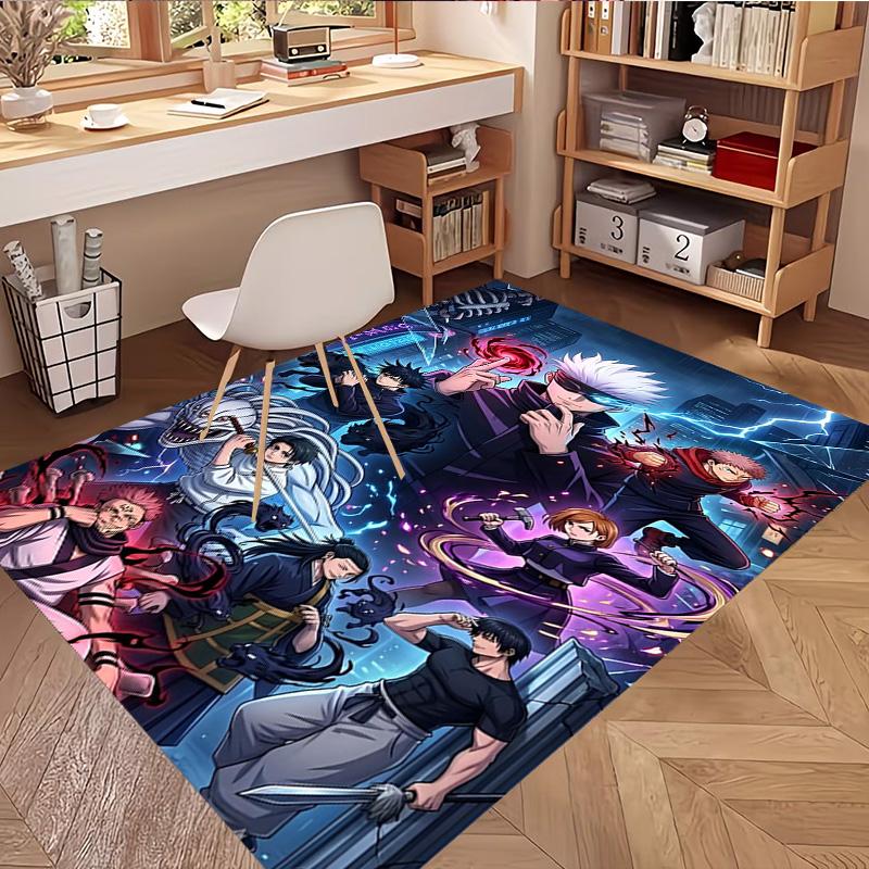 Demon Slayer Print Rug, Washable Floor Carpet, For Entryway Dorm Laundry Room Office Study, Home Decor Birthday Christmas Gift