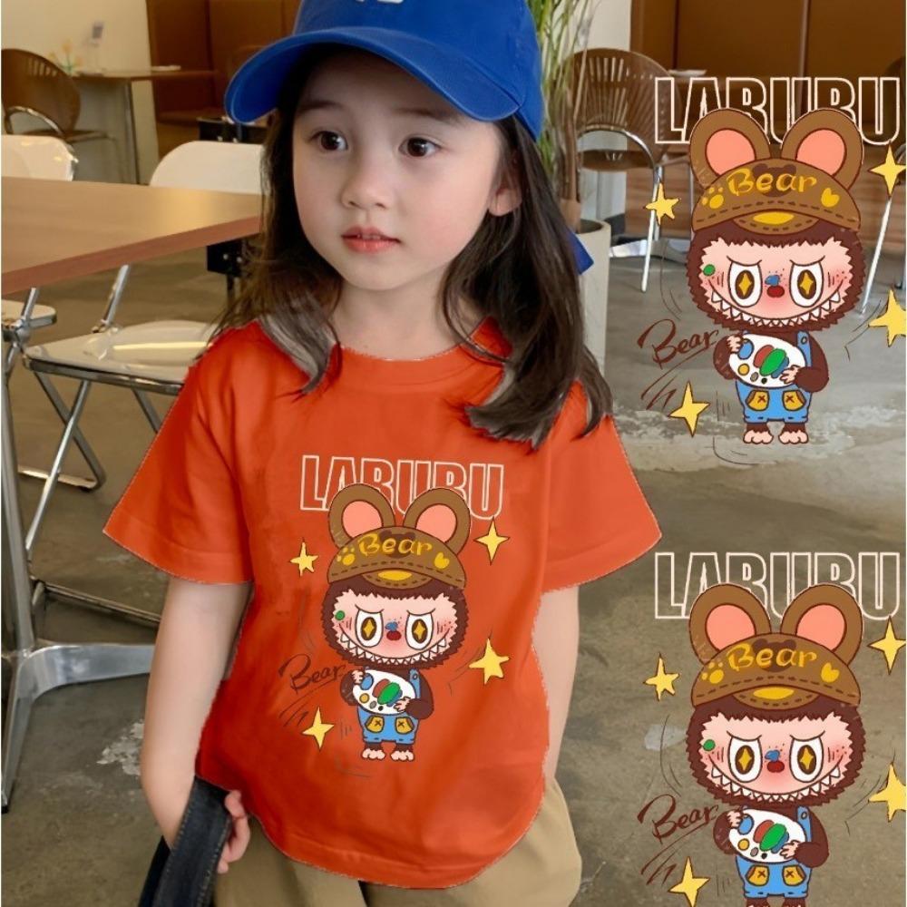 Labubu Printed Children's T-shirt Soft and Loose Cartoon Printed Girls' Top Comfortable, Fashionable and Versatile Clothing