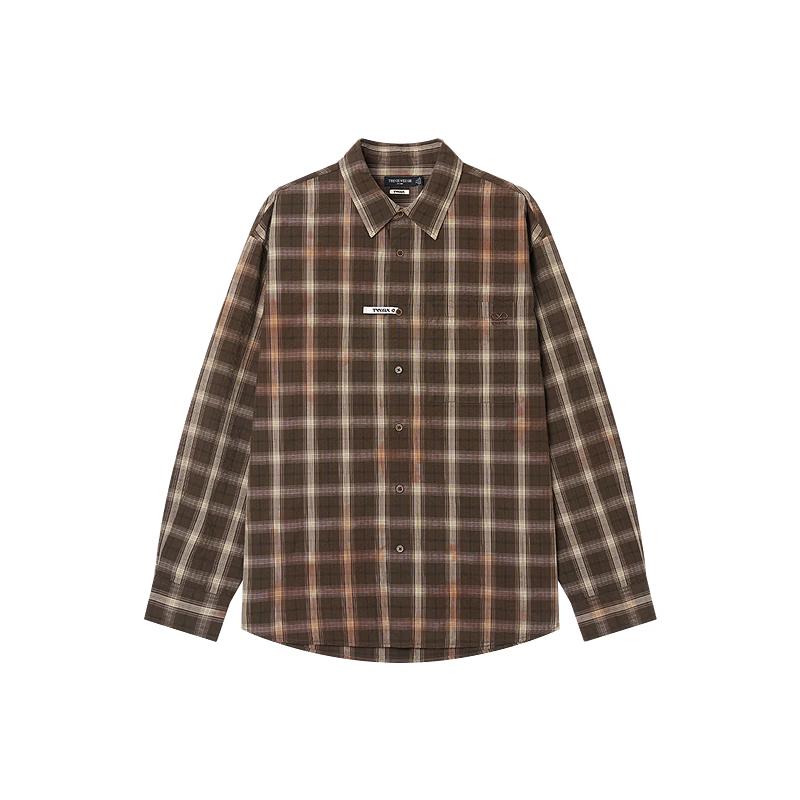 Teenie Weenie Men's Plaid Patch Pocket Embroidered Long-Sleeve Shirt