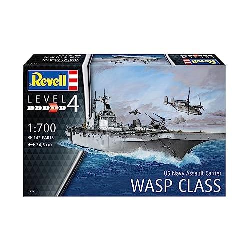 Revell 1/700 Scale US Navy Wasp-class Amphibious Assault Ship Plastic Model Kit 05178, Molded In Color