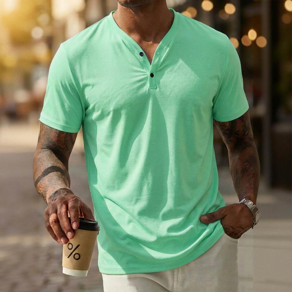 Men's New Lightweight Breathable Fashion V-neck Daily Basic Casual Sports T-shirt