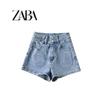 Ur Washed High Waist Metal-Decorated 3-Color Denim Shorts