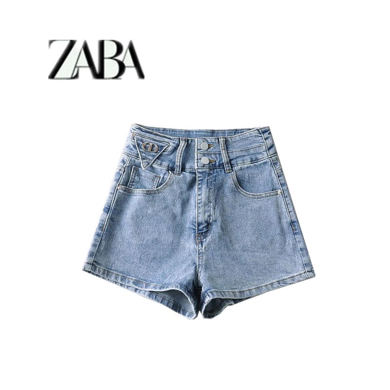 Ur Washed High Waist Metal-Decorated 3-Color Denim Shorts