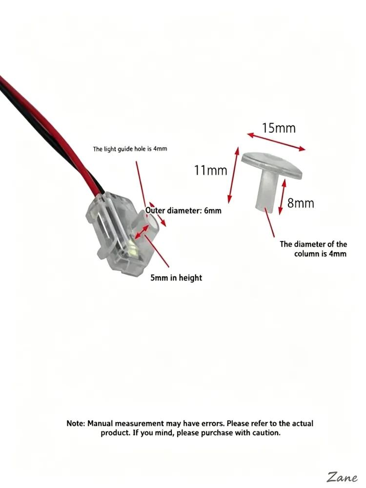 LED lamps for car door handles, 4 pcs, transparent case, single color light, 12V, for door cup