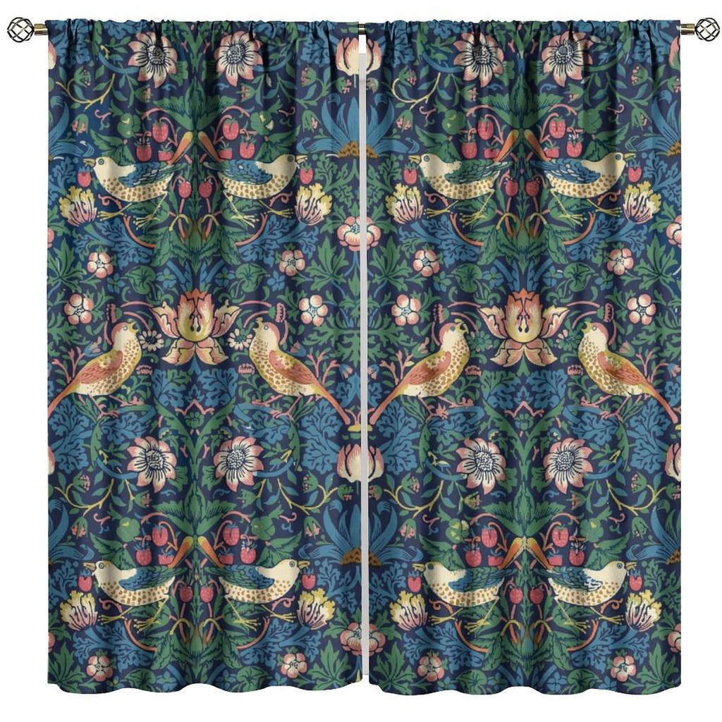 Tenda Retro Finestre William Morris con Motivo Botanico, Tenda Oscurante William Morris Arte Floreale 2 Pannelli