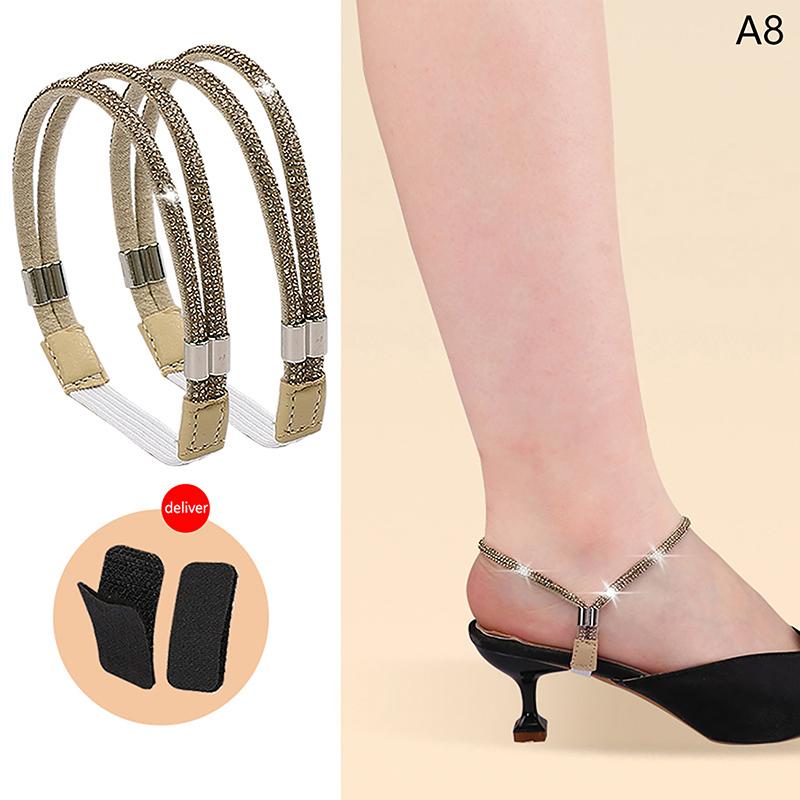 1 Pair Women Shoeslaces For High Heels Shoes Decoration Buckle Lazy Shoelaces Elastic Band Anti Falling Heel Non-Slip Belt Strap