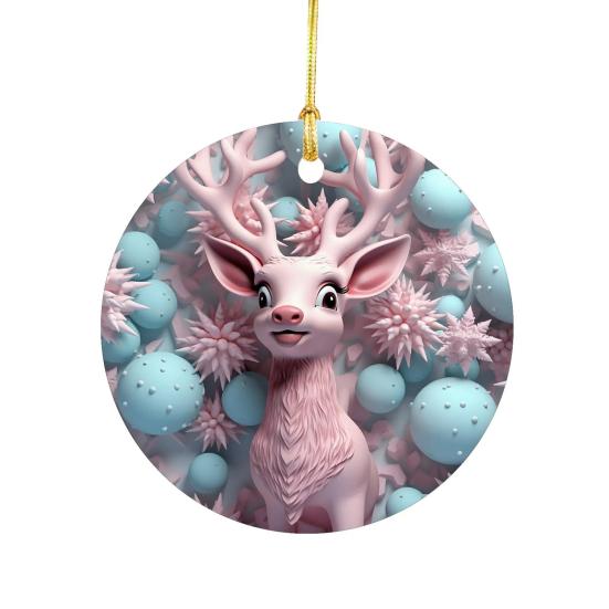 Christmas Pendant Santa Claus Elk Snowman Charm 2D Christmas Hanging Ornament with Lanyard Design Elk Window Decor