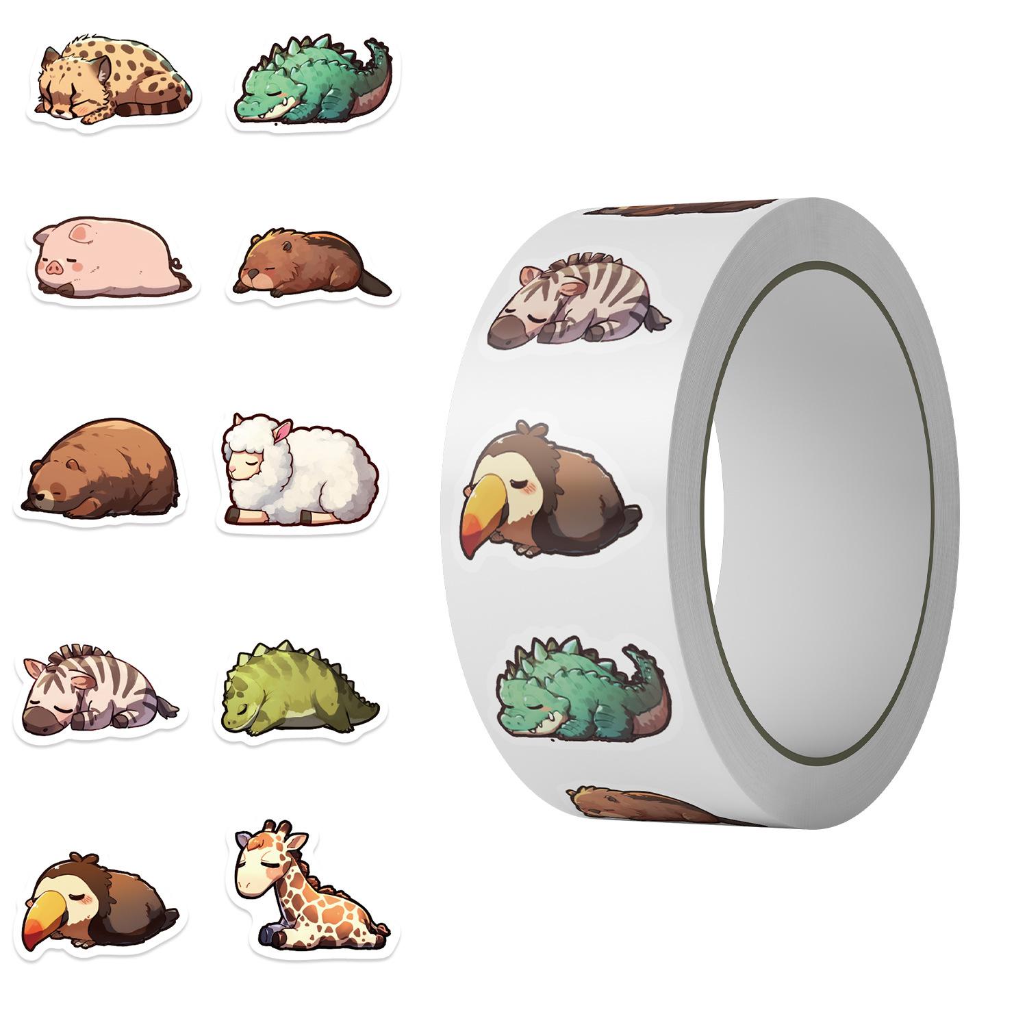 

500 картинок/рулон Рулонная лента-наклейка Мультяшное сонное животное Материал для блокнота Декоративный рот для конверта