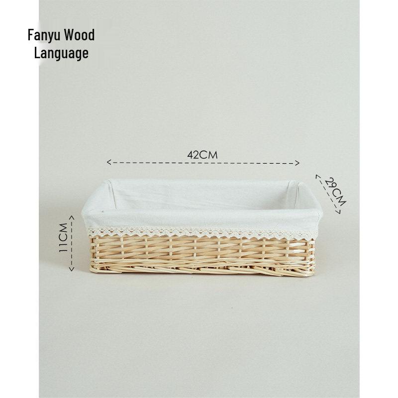 Woven Bamboo Fabric Storage Basket for Snacks and Sundries