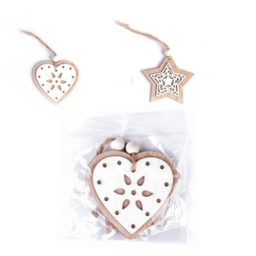 Love Snowflake Christmas Tree Ornament Wooden Hanging Pendants Christmas Decoration Kids Gifts
