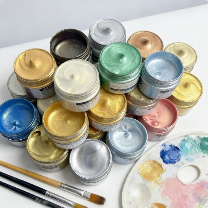 Pigmento Acrilico Metallizzato Perlescente da 100 ml Impermeabile Protezione Solare Pittura Murale Pittura con Foglia d'Oro Decorazione Linea