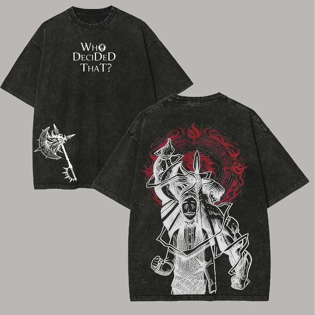 De Zeven Hoofdzonden Escanor T-shirt Anime Vintage Gewassen T-shirt Unisex Kleding Korte Mouw Katoen Casual Losse T-shirts Tops