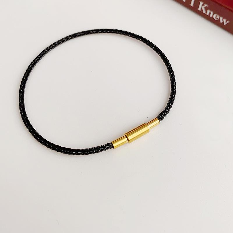 Zodiac Year Red and Black Rope Bracelets: Gold Hand Rope, Women's, Men's, Titanium Steel Leather, Non-Fading.