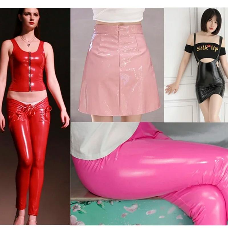 100x145cm Stretch Shiny Glossy Leather Fabric 100*145cm Solid Elastic Mirror Fabric For Clothes Dress Stage Costume DIY Sewing