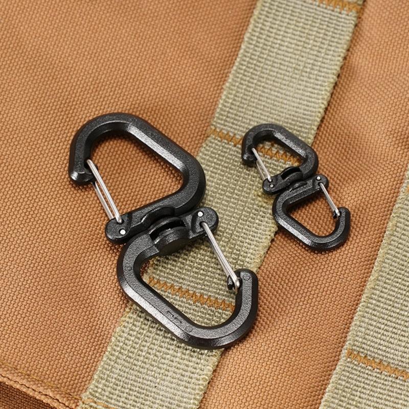 Spring Clip Key Hook Buckle Belt Key Holder Carabiner Hook with Lock 360 Degree Rotation S Shape Carabiner Keychain Clip