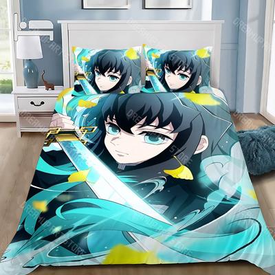 Demon Slayer Muichiro Tokito Duvet Cover Pillowcase Bedding Set Adult Boy Girl Bedroom Decoration Children Gift Single Size