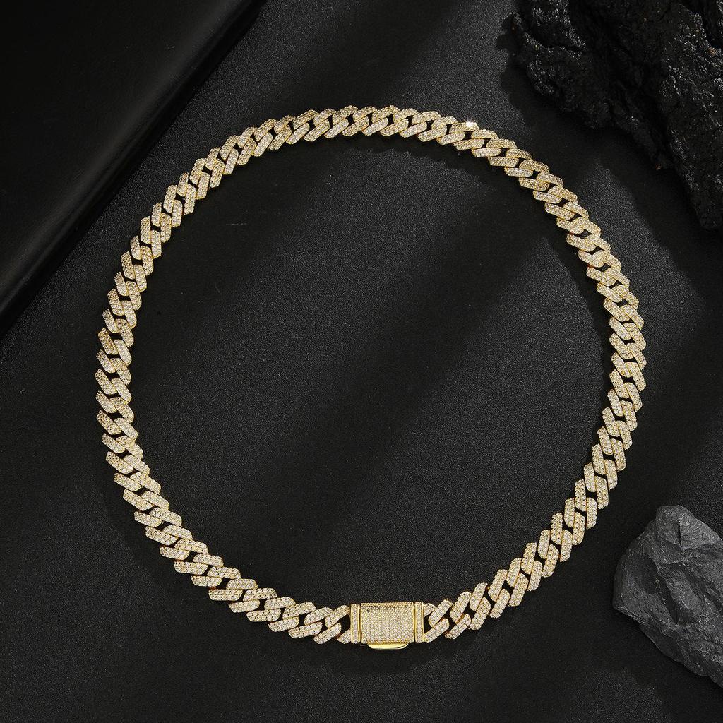 Europäisches Hip Hop Zirkonia besetztes Diamant Cuban Link Kette Armband/Halskette - Trendiges 14mm Accessoire für Herren